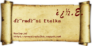 Ürmösi Etelka névjegykártya